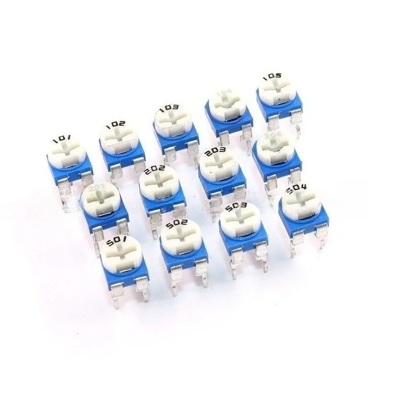 RM065 Horizontal Trimmer Potentiometer 100Pcs 100Ω-20K 7 Types Adjustable Resistor for DIY