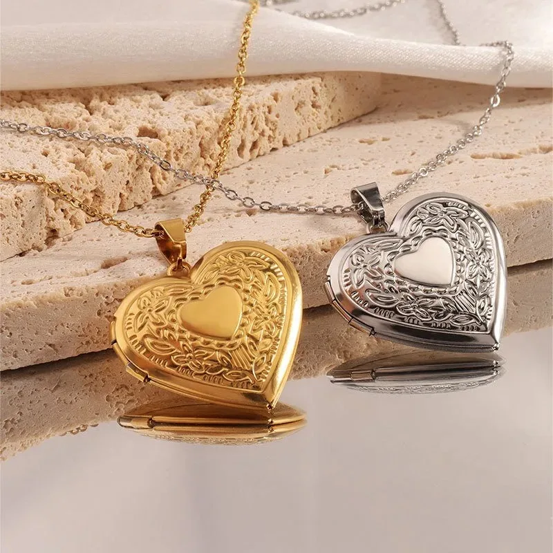 Can Be Opened Box Heart Non-fading Stainless Steel Pendant Necklace for Women Charm Romantic Jewelry Valentine's Day Present