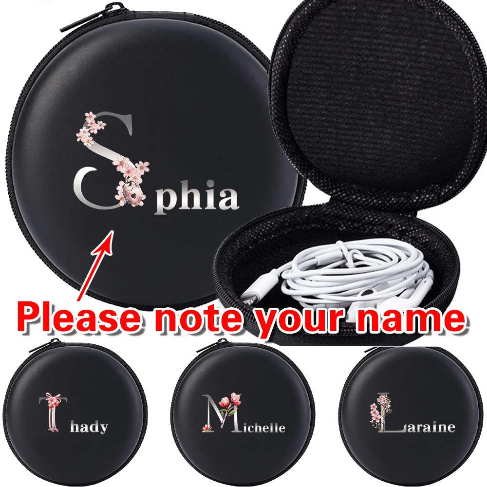 Personalized Customized Name Portable Rotundity Zipper Boxes Data Cable Storage Cases Headphones Storage Custom Products