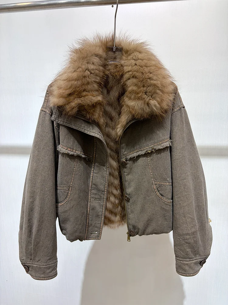 2026 Fashion Women Winter Natural Fox Fur Collar Liner Parka Coats Goose Down Jacket Outwear Female Coats Puffer Jackets