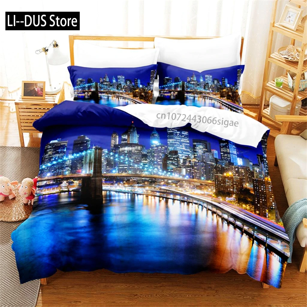

City Night Scene Bedding Set Duvet Cover Set 3d Bedding Digital Printing Queen Size Bedding Set Fashion Design