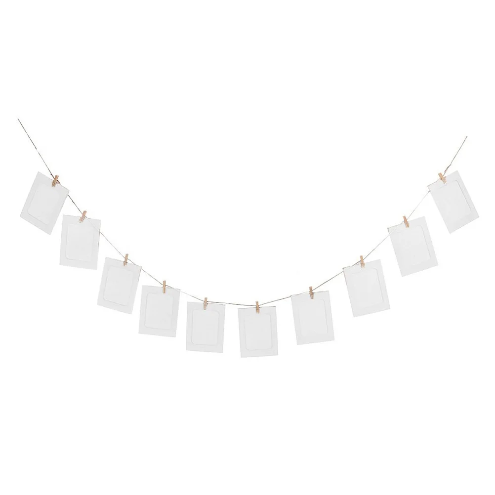 

10Pcs Kraft Paper Hanging Photo Frames 6inch Clip String Rope for Wedding Table Decoration Creative Photo Display