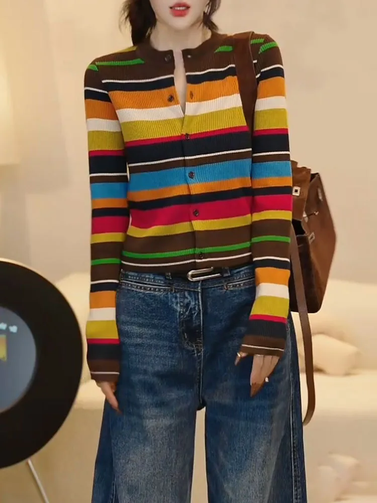 

Faionable Striped Knitwear Women's Long Sve Sweater Autumn 2025 New Arrival plus Size Versatile Commute Sle