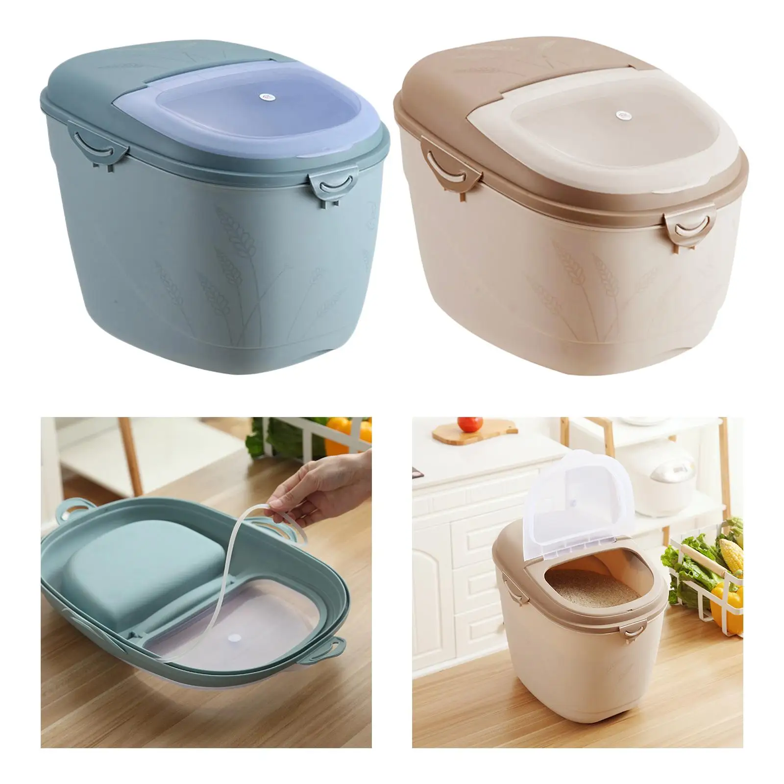 Recipiente de arroz, caixa de armazenamento de alimentos a granel de 10 kg com rodas, perfeito para alimentos secos, farinha, armazenamento de arroz