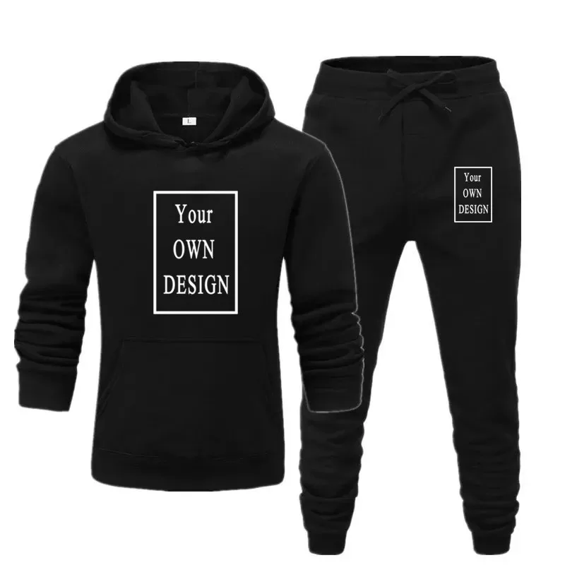 

Custom Logo Printed Hooded Jacket and Pants Padded SweatshirtComfortable Unisex DIY Logo Streetwear Sportswear Suit