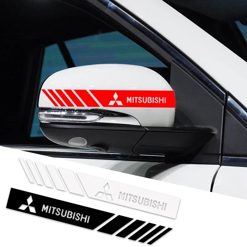 2pcs Car Rearview Mirror Stickers Side Stripe DIY Decal For Mitsubishi Eclipse Lancer Outlander Pajero ASX Colt I200 Ex Star