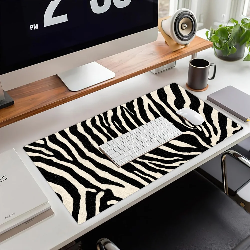 Zebra Print Black and White Mouse Pad, Polyester Material, Digital Printing, Suitable for Office Desks, Modern Design