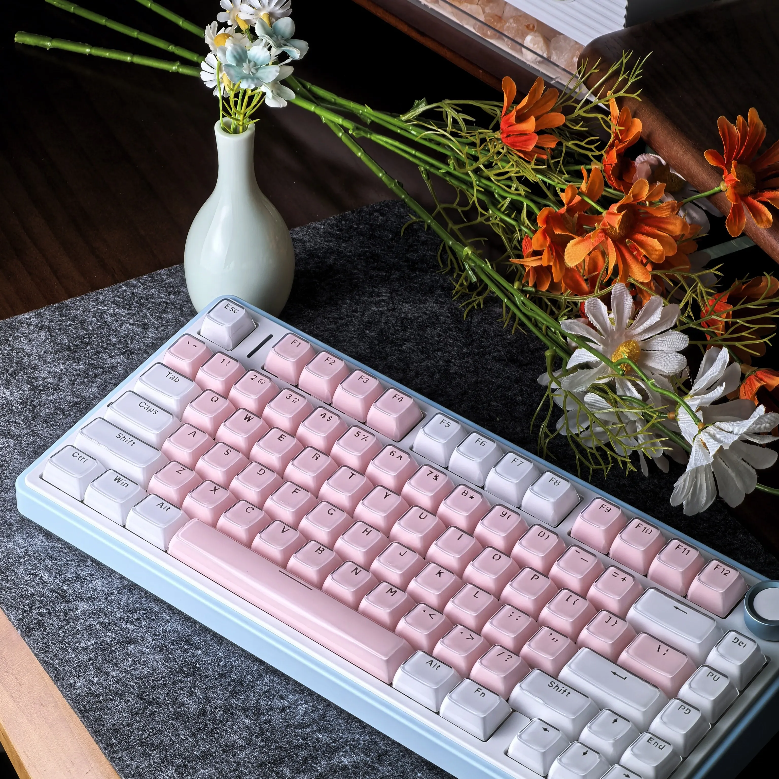 Jelly Translucent Keycap MDA Profile White Pink Crystal Keycaps PC Two-color Injection Molding Key Caps for Mechanical Keyboard