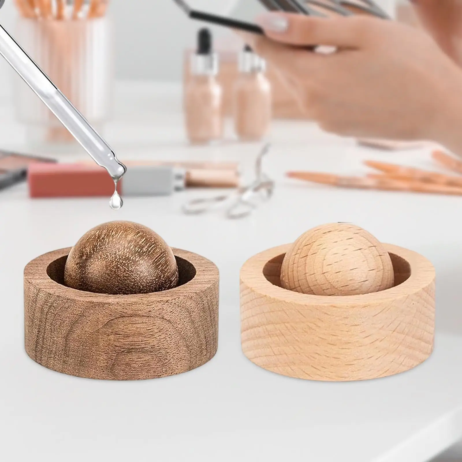 Set of 2 Wooden Essential Oil Diffusers, Effective Aroma Diffuser for The Office, Round Shape.