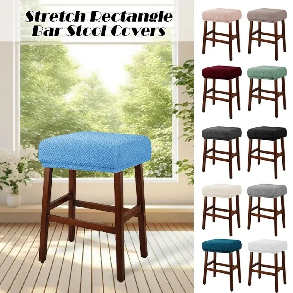 Easy Install Stretchable Bar Stool Covers Anti-dirty Square Stool Protector Soft Solid Color Saddle Seat Covers Counter Stool