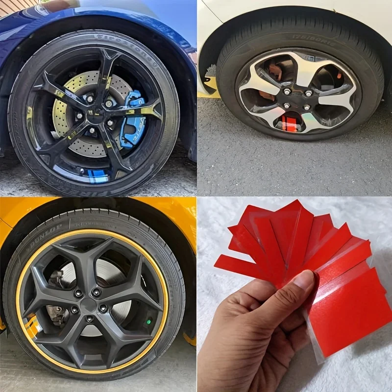 6Pcs Random color Car Sticker Reflective Wheel Hub Decals