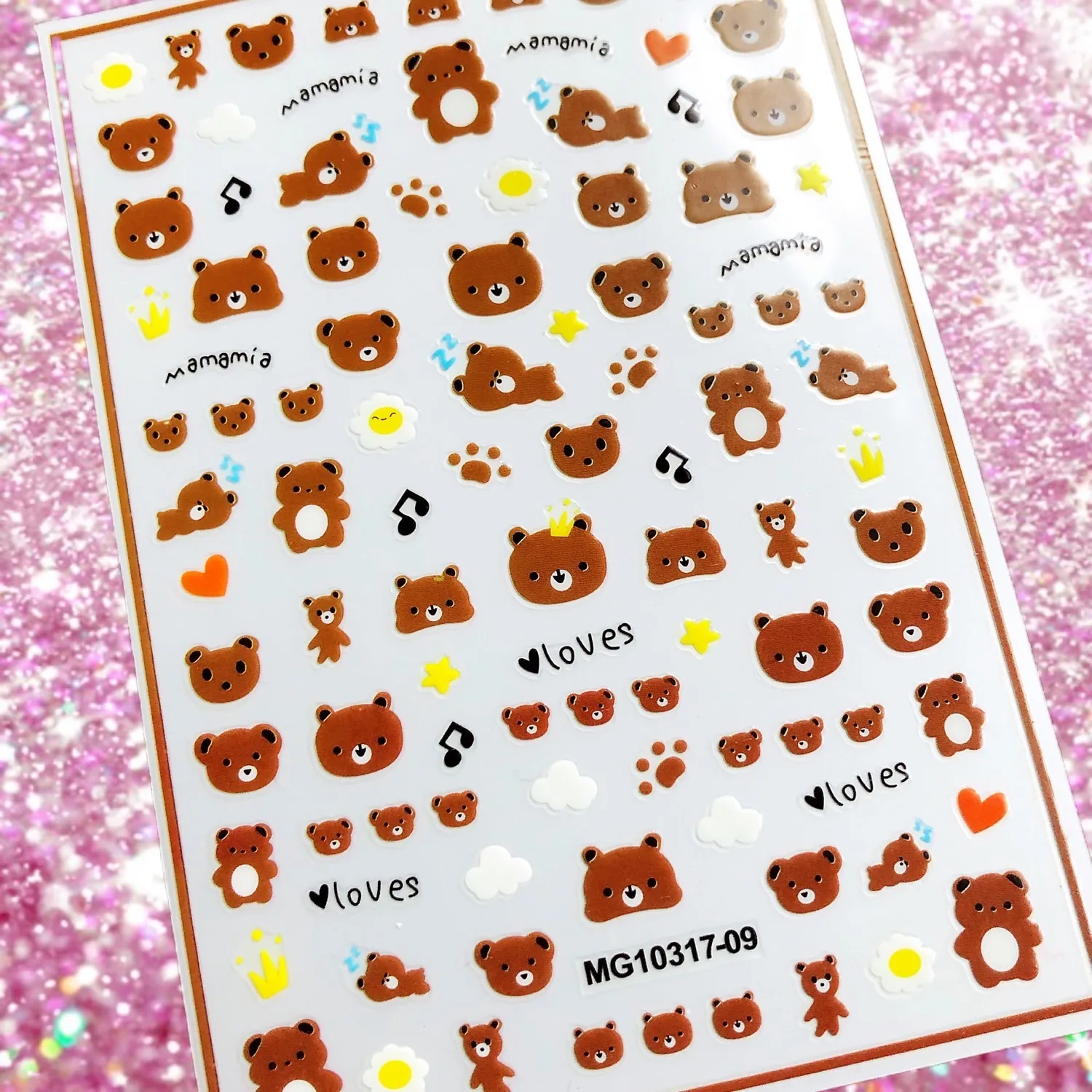 3D Cartoon Bear Nail Stickers Self-Adhesive Nail decoration Perfect for Parties and Happy Occasions