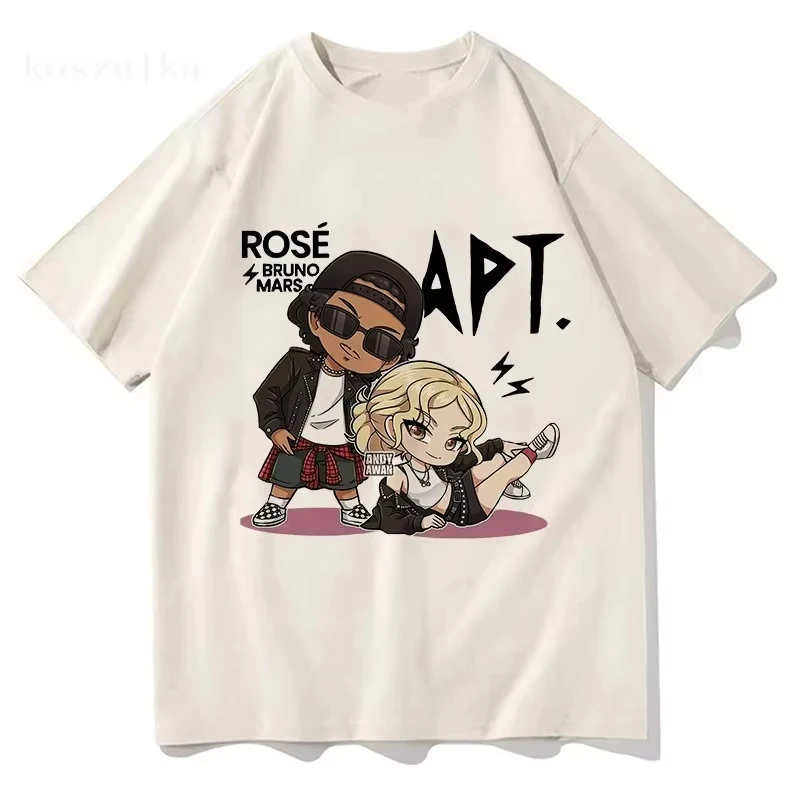 روز برونو المريخ APT تي شيرت موضة الرجال/النساء Harajuku الجرافيك تي شيرت للجنسين جودة عالية الجمالية خمر الصيف تي شيرت