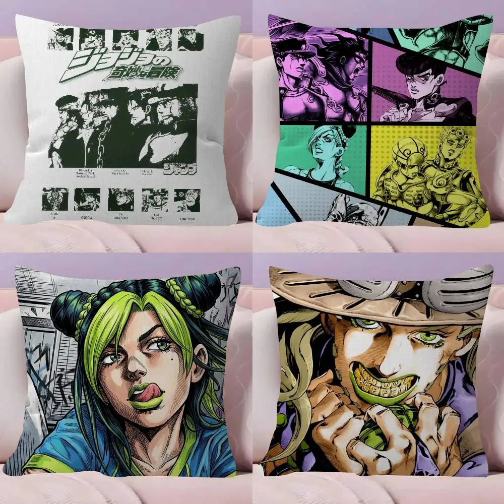 Anime A-J-J-JoJo B-Bizarre A-Adventure   Cushion Cover Inches Farmhouse Decor Home Throw Pillow Covers for Couch Decorations