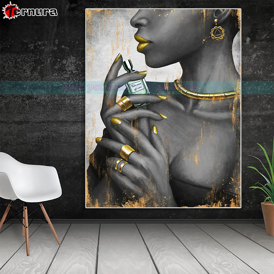 Diamond Painting perfume girl Rhinestone 5D DIY Diamond Embroidery Cross Stitch diamond Mosaic african women decoration salon image 2