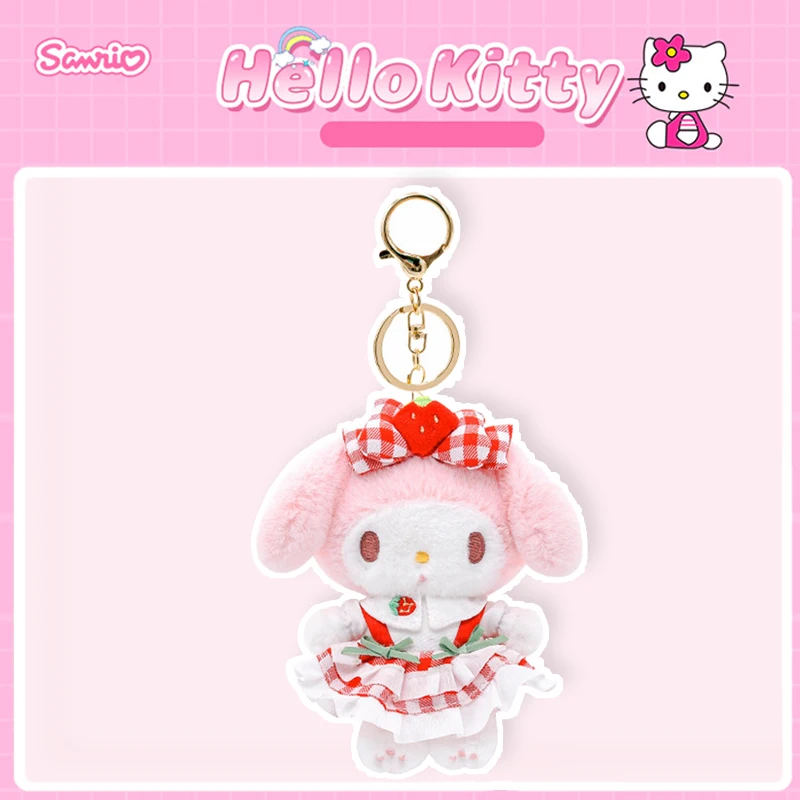 Oryginalny Sanrio Hello Kitty Melody Śliczny Dziewczęcy Brelok Zawieszka do Tornistra Zabawki Pluszowe dla Dzieci Breloczek Pluszak Prezent Urodzinowy Świąteczny