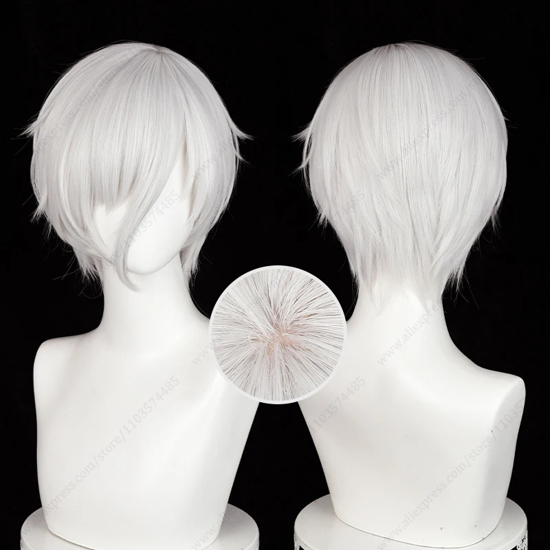 Парик для косплея Houseki no Kuni Antarcticite, 30 см, короткие, серебристые, белые, термостойкие синтетические парики