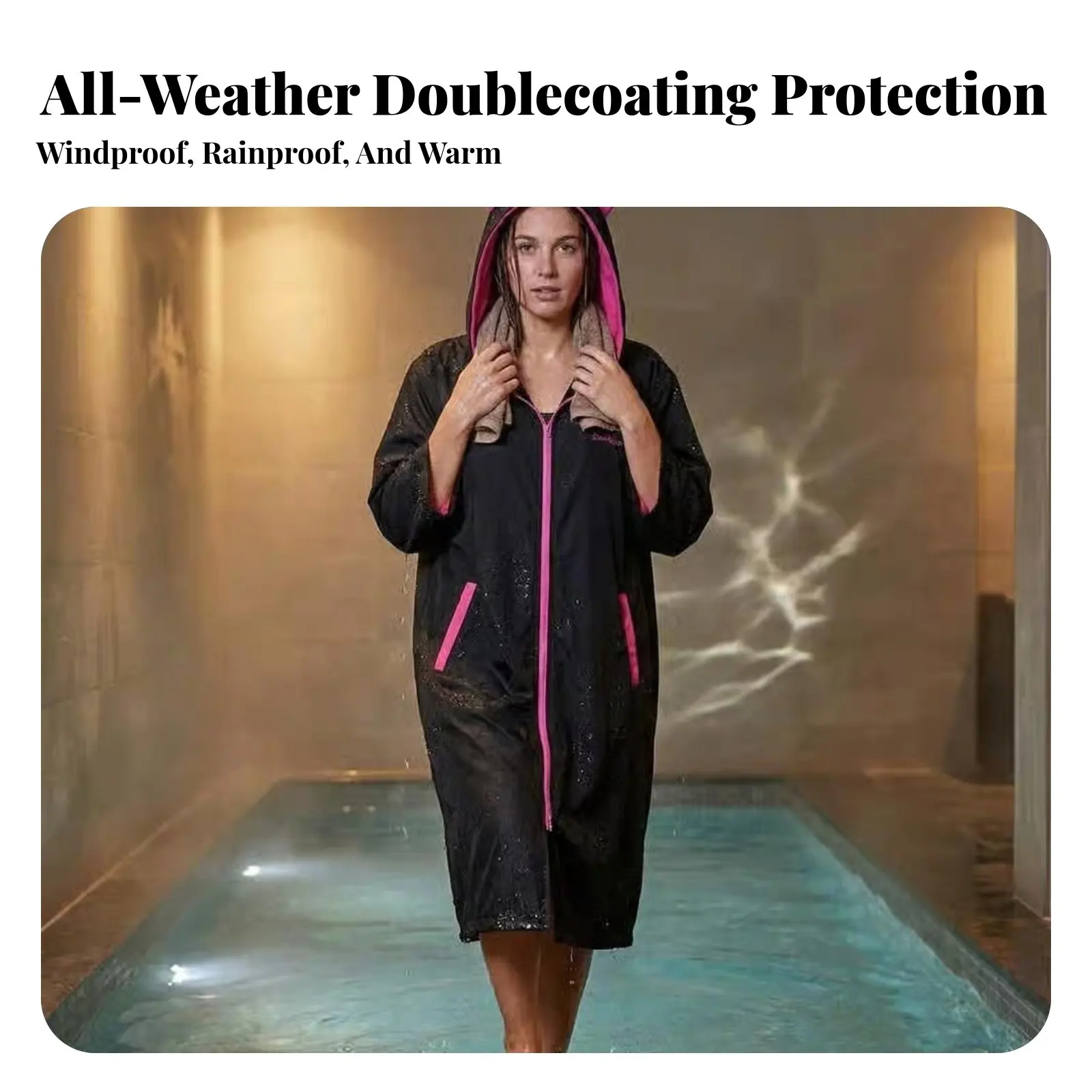 

Cat Ear Hooded Diving Cape, Quick-Dry Long Sleeve, Women's Bathing, Windproof and Warm Towel