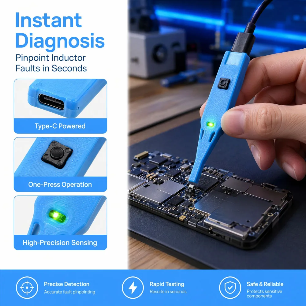 High-Precision Inductance Tester Proximity Sensor for Motherboard Repair USB-C Powered Fault Diagnosis Tool Inductor Detector