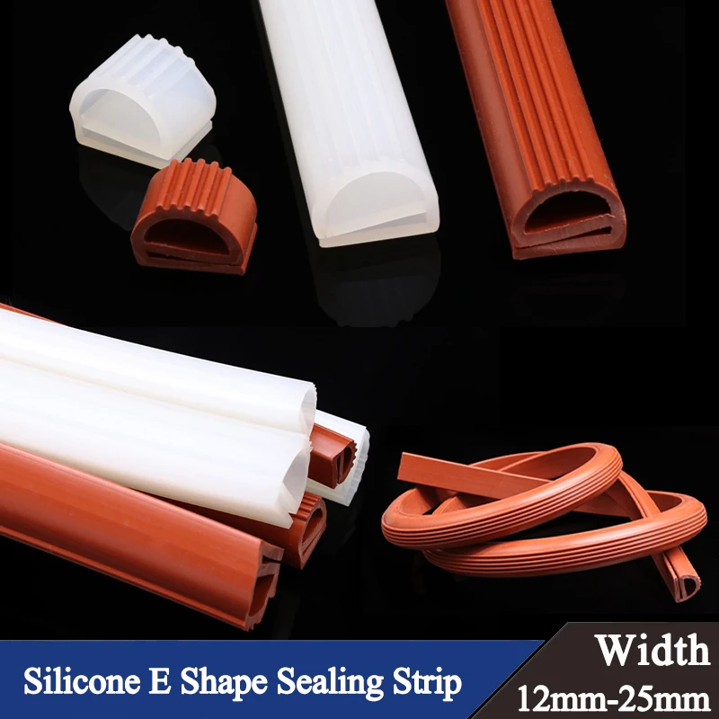 

White Red Width 12mm-25mm Silicone E Shape Strip Rubber Sealing Strip E-shaped E-strip High Temperature Oven Oven Sealing Strip