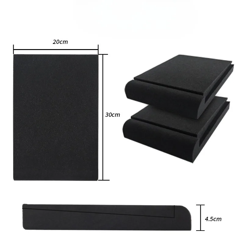 2Pcs Acoustic Isolation Foam Pads, 5 Angle Adjustable Design, Shockproof Sponge for Studio Monitor, Vibration Dampening Pad