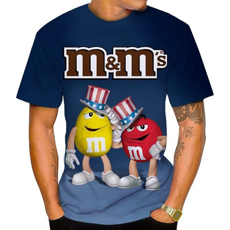 Funny T-shirt Men and Women Fashion 3D T Shirts Food Candy Chocolate Print Casual Oversized Round Neck Short Sleeve T-shirt Tops