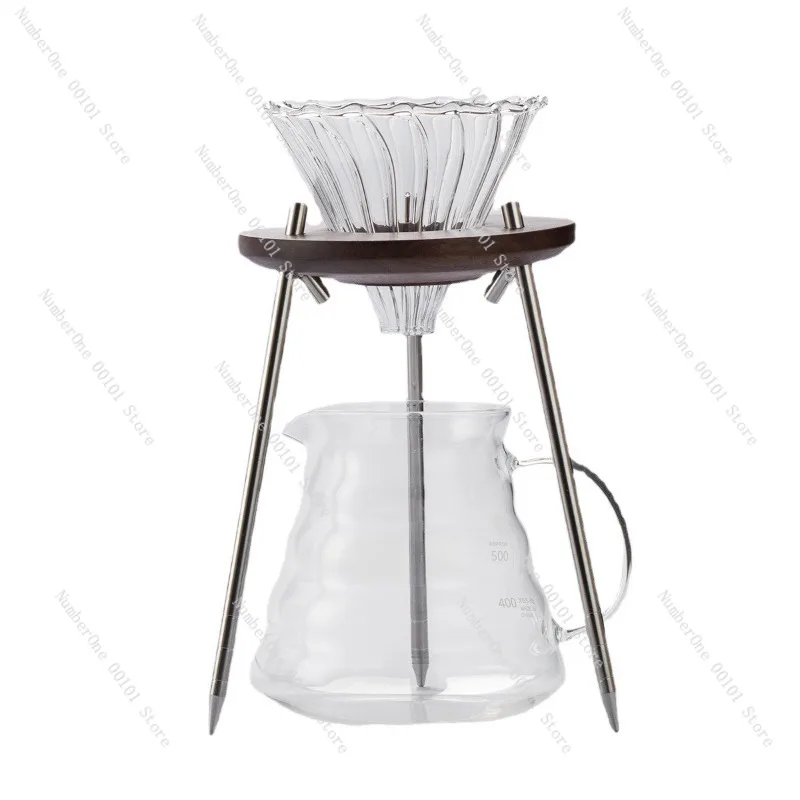 Japanese Vintage Walnut Wood Pour Over Coffee Dripper Stand Portable Folding Hand Brew Rack Outdoor Camping Coffee Holder Manual