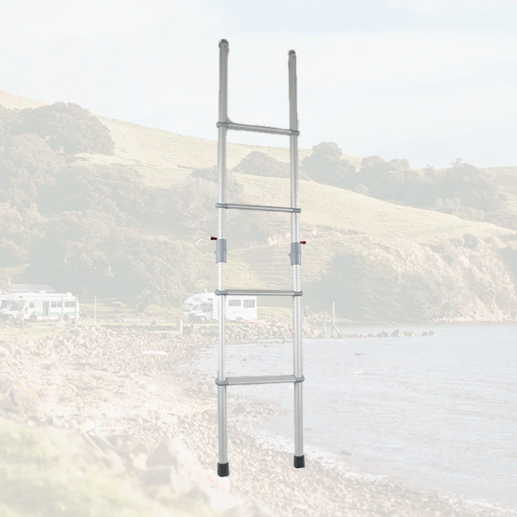 Caravan Modified Folding Ladder Quick Disassembly Installation Anti-slip Steps Roof Rack Auxiliary Ladder Aluminum Alloy