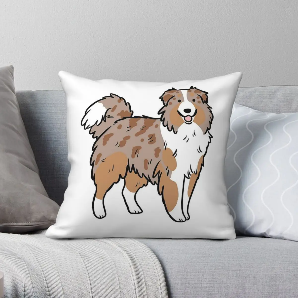 Red Merle Australian Shepherd Square Pillowcase Polyester Linen Velvet Pattern Zip Decor Sofa Cushion Cover 18