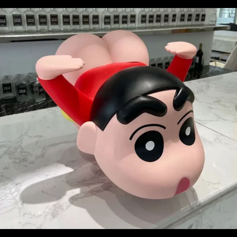 Kawaii 24cm Crayon Shin-Chan Tray Figures Show Your Butt Living Room Large Toy Vinyl Trendy Ornaments Car Desktop Decoration Gif