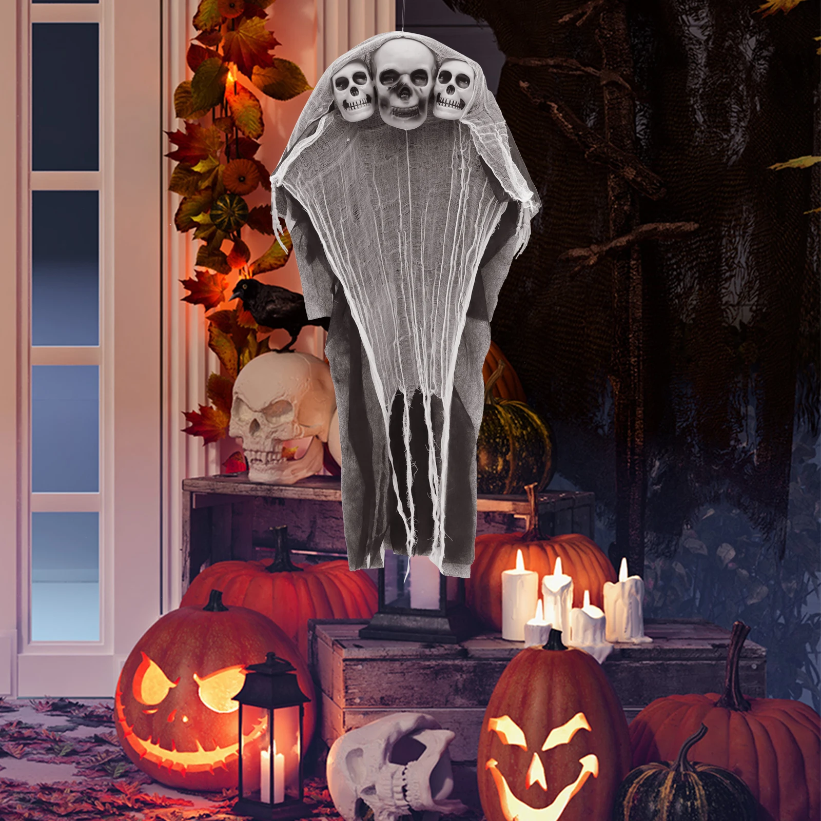 

1pc Hanging Decorative Halloween Horrible Ghost Outdoor Party Festival Decoration Household Ghost Skull