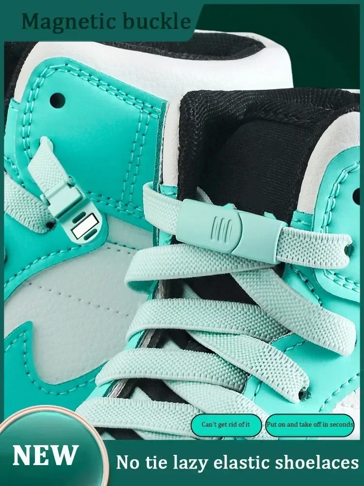

Magnetic Lock Shoelaces Kids And Adults No-Tie Widened Elastic Flat Shoe Laces for Sneakers Rubber Bands Easy Secure Fastening