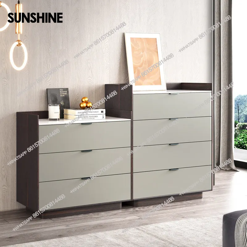 

Minimalist bedroom storage chest of drawers modern three-bucket cabinet chest of drawers