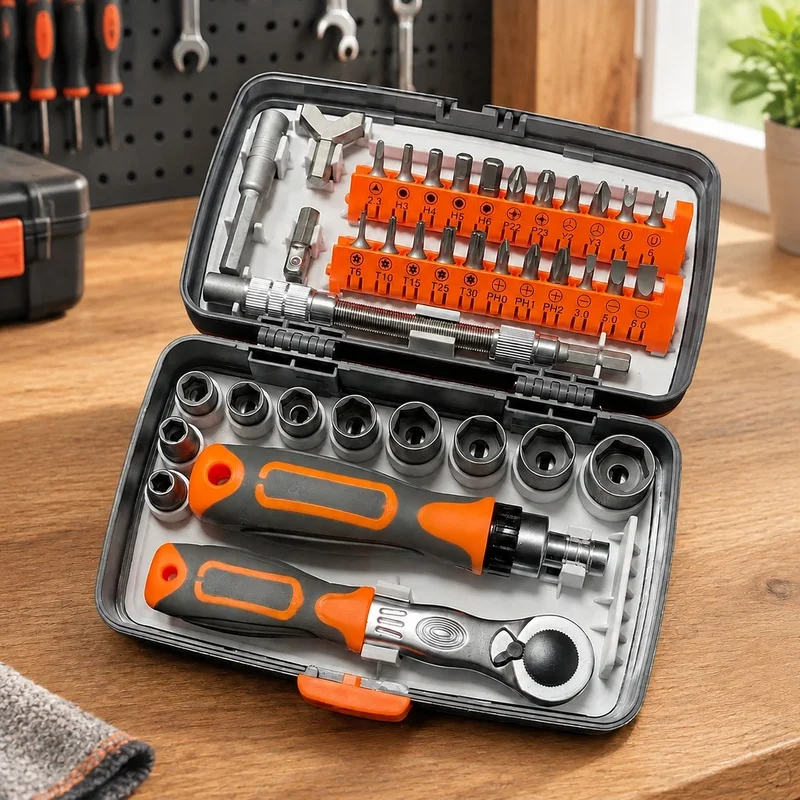 Home Repair Magnetic Ratchet Screwdriver Set with Assorted Torx Bits for Toolbox Convenience