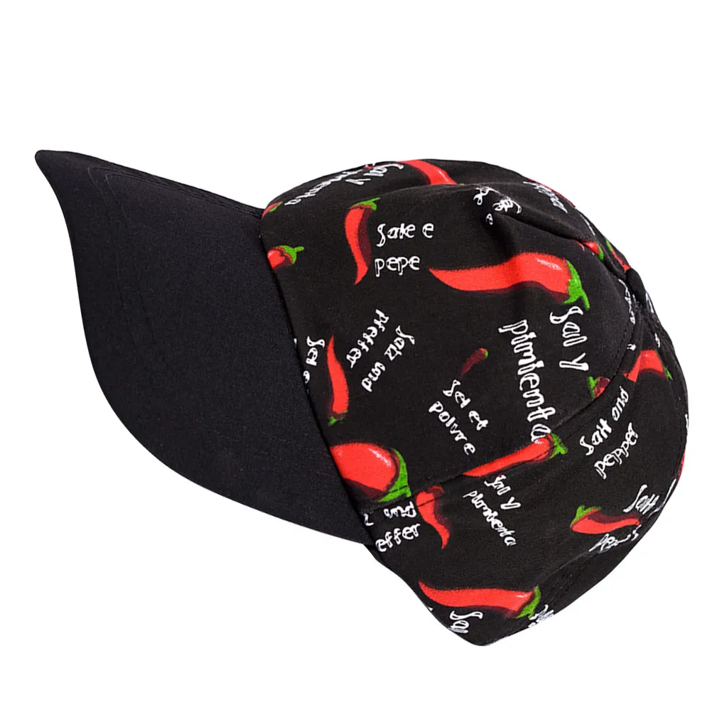 1Pcs Black Chef Hat Creative Chili Design Sweat Wicking Comfortable Kitchen Restaurant Waiter Cooking Cap for Hair Restraint