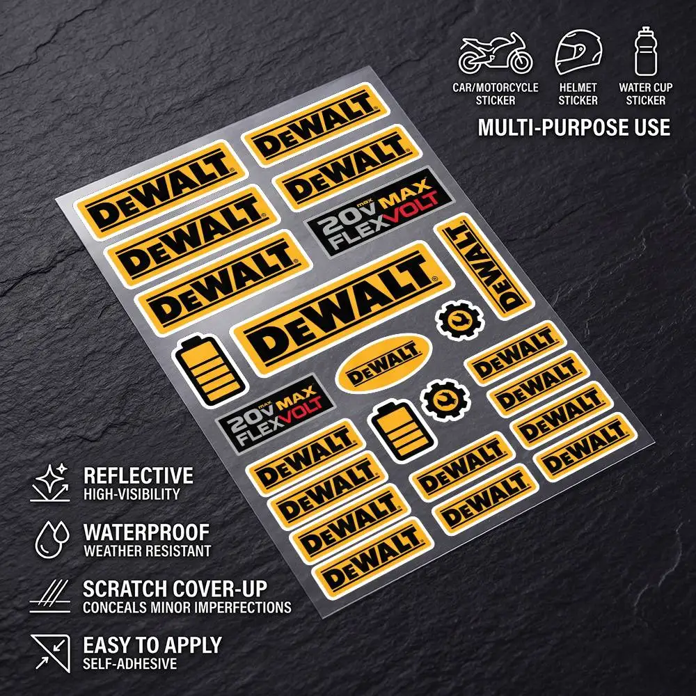 D-Dewalt-t High Visibility Reflective Waterproof Decal Scratch Hide Sticker Fit Car Motorcycle Helmet Refrigerator