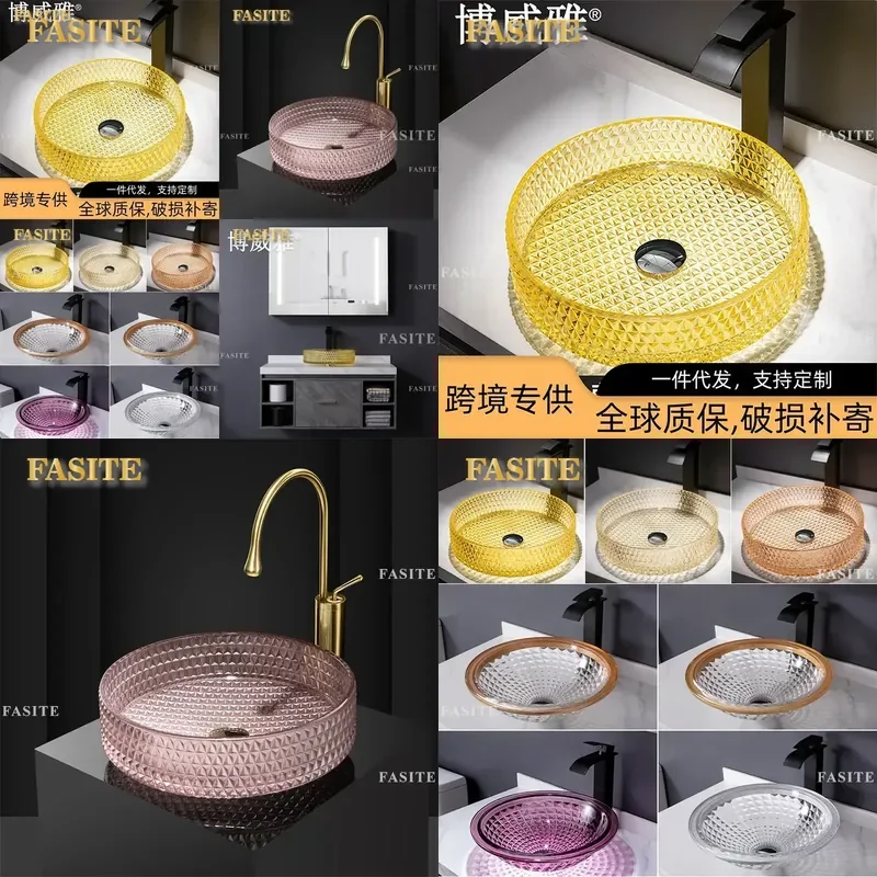 For Bathroom Die Casting Light Luxury Glass Wash Basin Crystal Table Basin Modern Vanity Sink Elegant Home Decor