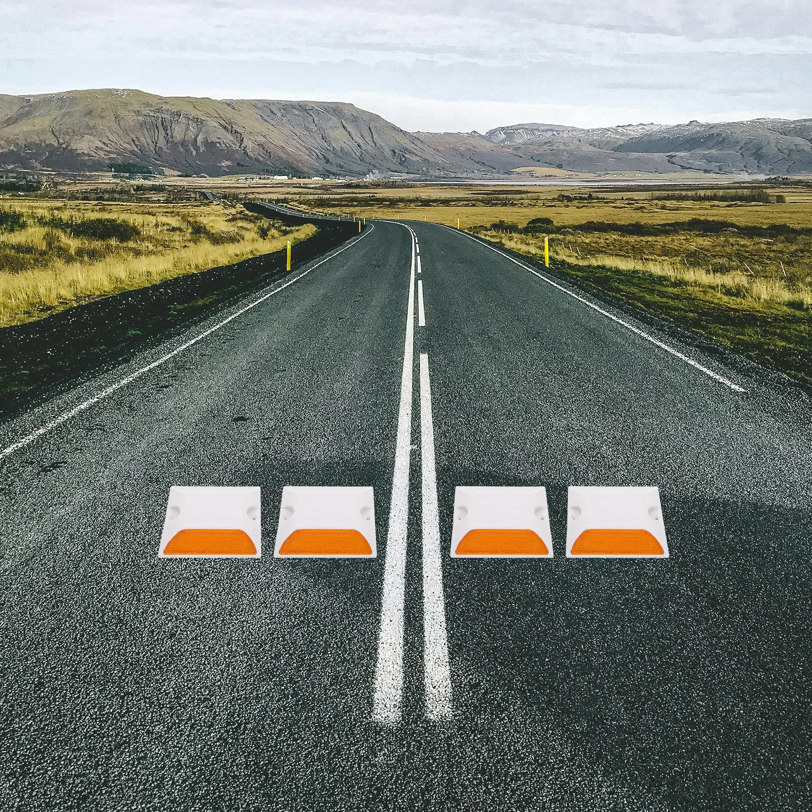 2pcs Reflective Road Studs Durable Highway Safety Markers For Driveway Parking Lot Pavement Reflectors Sided Roadway Spikes