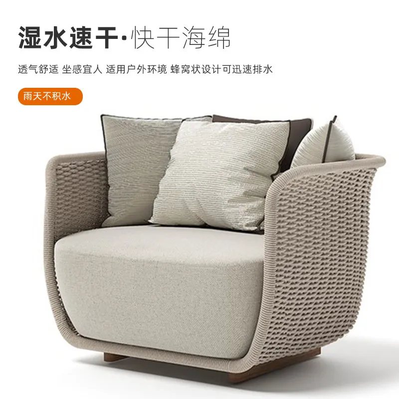 

Bainer Outdoor Sofa Courtyard Villa Rattan Furniture Outdoor Terrace Garden Waterproof Sofa Chair Combination