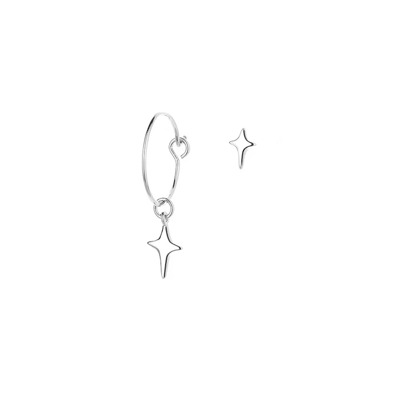 VENTFILLE 925 Stamp Asymmetrical Small Star Earrings for Women Personality Starlight Studs Earrings Korean Silver Color Jewelry