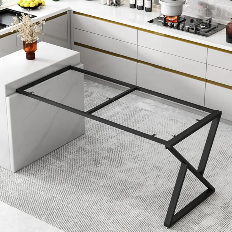 Carbon Steel L Shaped Kitchen Island Table Leg Dining Room Cabinet Rock Board Marble Support Frame Furniture One Side Foot