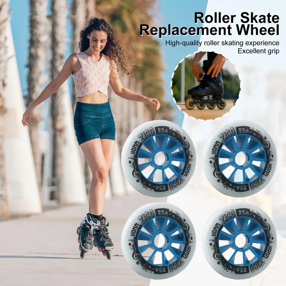 4 Pack 90/100/110mm Inline Skate Wheels 90/100/110mm Skate Replacement Wheels With Bearings Indoor Outdoor Roller Skate Wheels