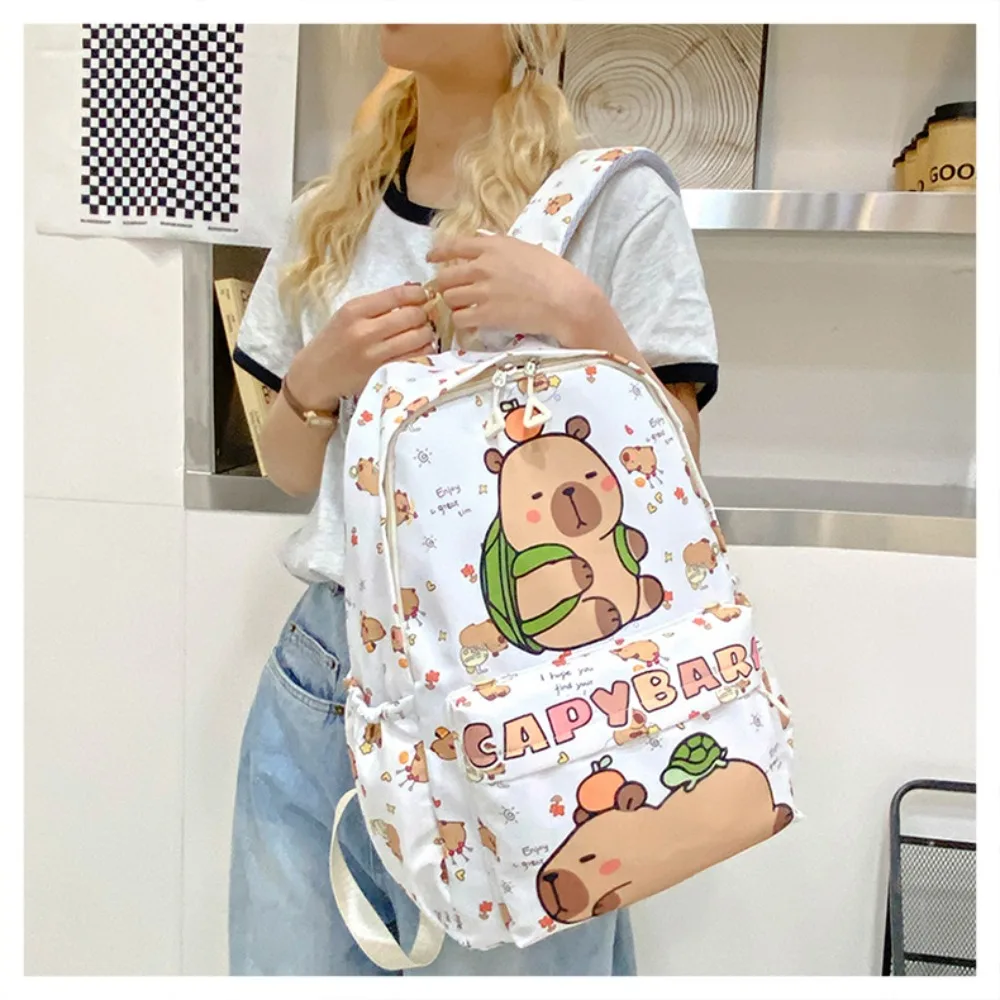 New Large Capacity Capybara Backpack Breathable Cartoon Student Schoolbag Ultra-light Nylon Book Bag