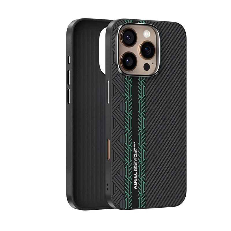 

For iPhone 16 Pro Max Case Magsafe Slim Rigid Alloy Lens Magnetic Wireless Charger Carbon Fiber Case Cover Shell Anti-slip Grip