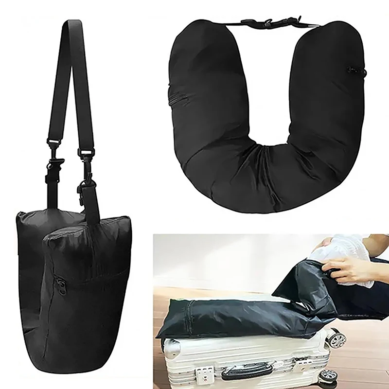 Travel Neck Pillow Self-filling Travel Pillow Portable Stuffable Neck Pillow Refillable Support Cushion For Car Train Airplane