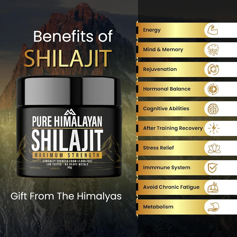 Shilajit natural pure Himalayan organic resin 30g with maximum strength containing over 85 trace minerals, gold grade