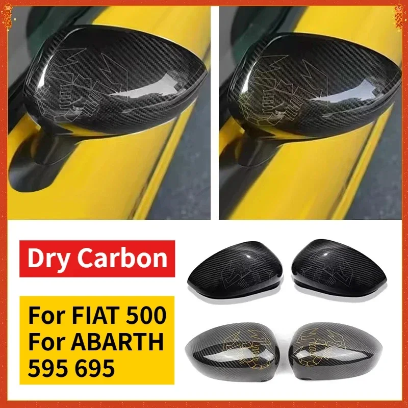For FIAT For ABARTH 500/595/595C/695｜Real Dry Carbon Fiber｜Rearview Mirror｜Housing View Covers Cap｜09-2024｜Modification Bod