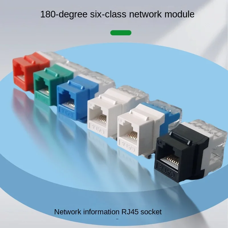 

RJ45 connector Class 6 180 degree network module with hook (10 pieces)