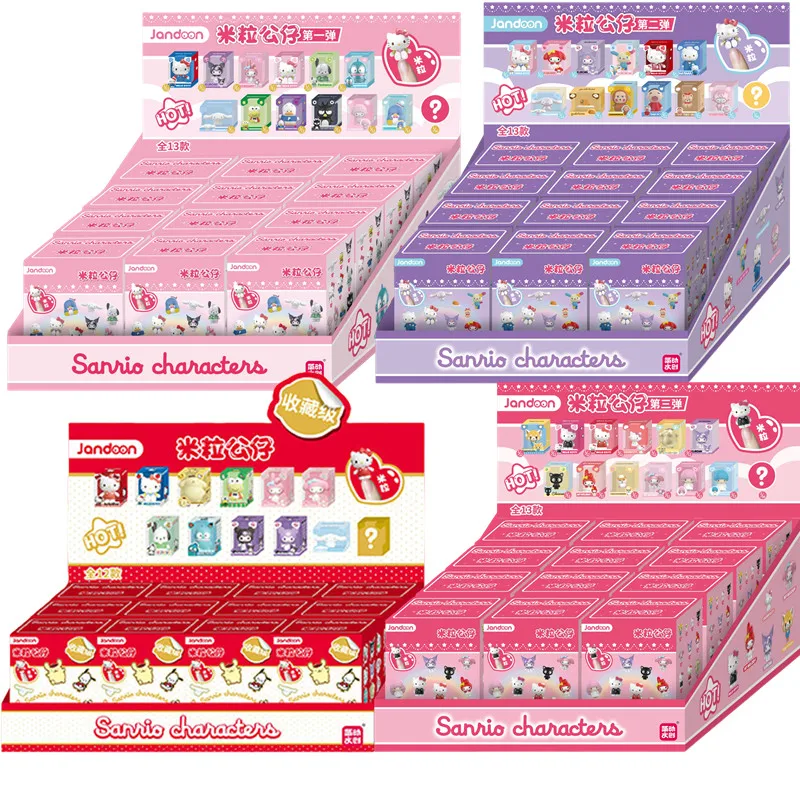 JANDOOM Sanrio Kuromi Hello Kitty Pochacco Cinnamoroll Melody Anime Figure Rice Grain Doll Peripheral Model Blind Box Toys Gifts