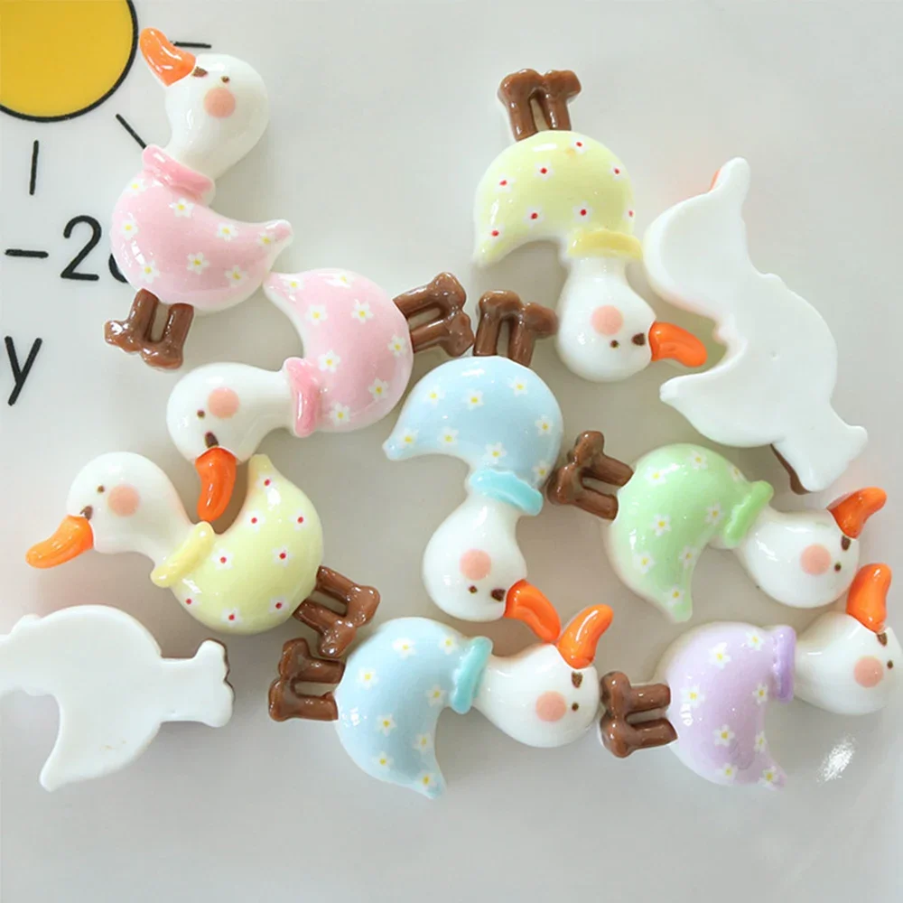 10PCS Shiny 31x20mm Duck Series Miniature Flat Back Resin Cabochons For Hairpin Scrapbooking DIY Home Decor Craft Accessories